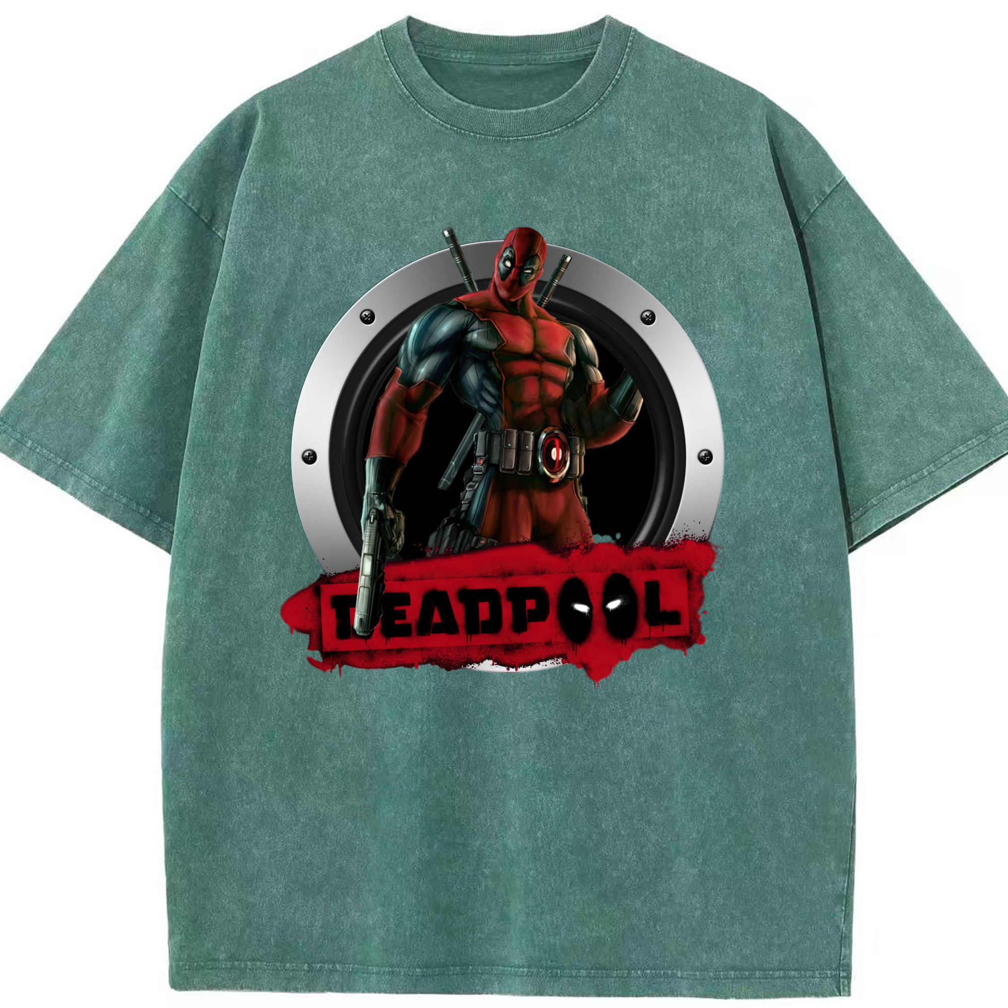 （画像用） Deadpool デッドプール 綿100% ヴィンテージ風 半袖Tシャツ（フロントプリント）